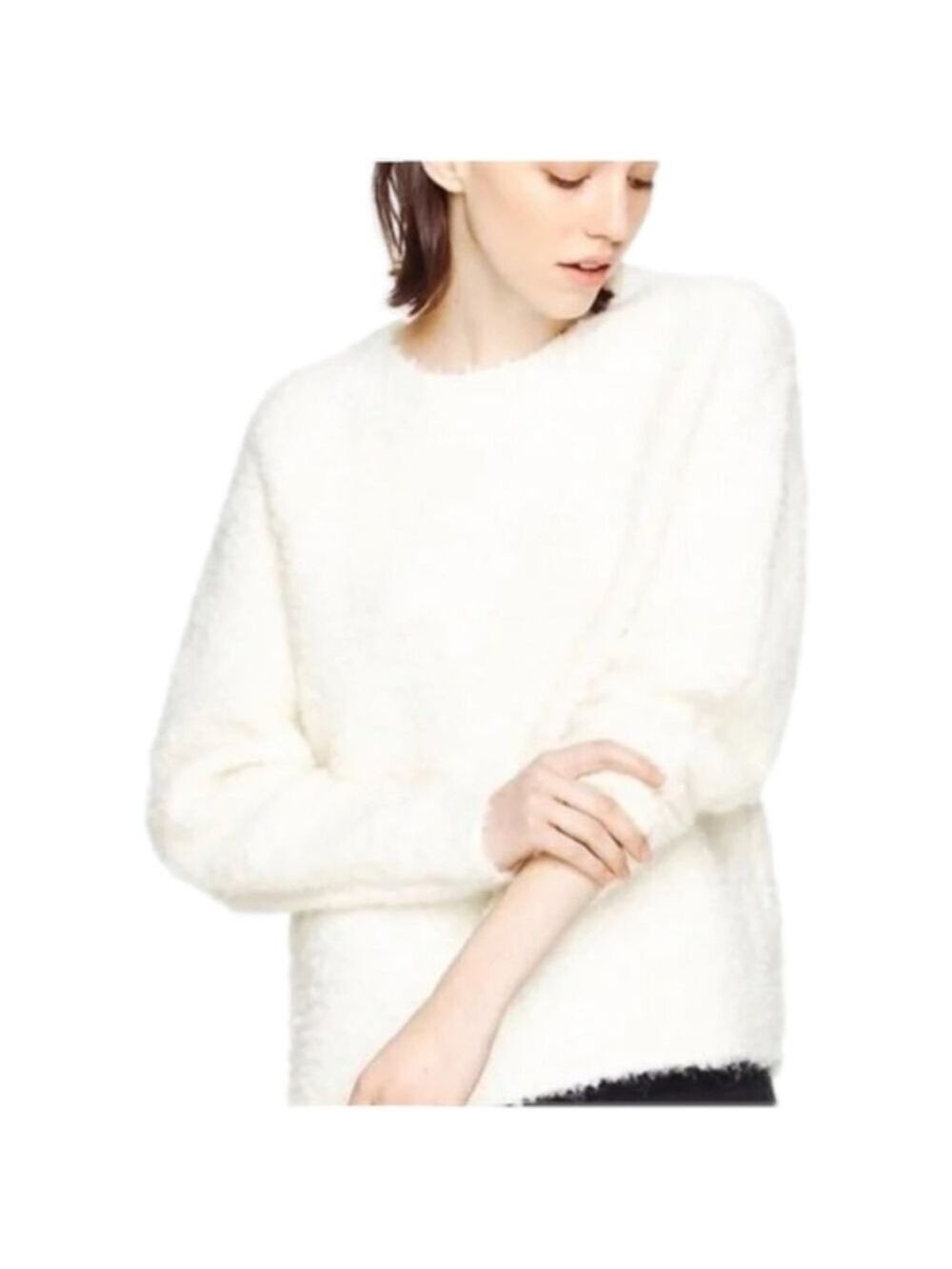 ARITZIA Mohair & Wool Wilfred Free Kroes Sweater in Ivory Cream Bouclé XXS/XS